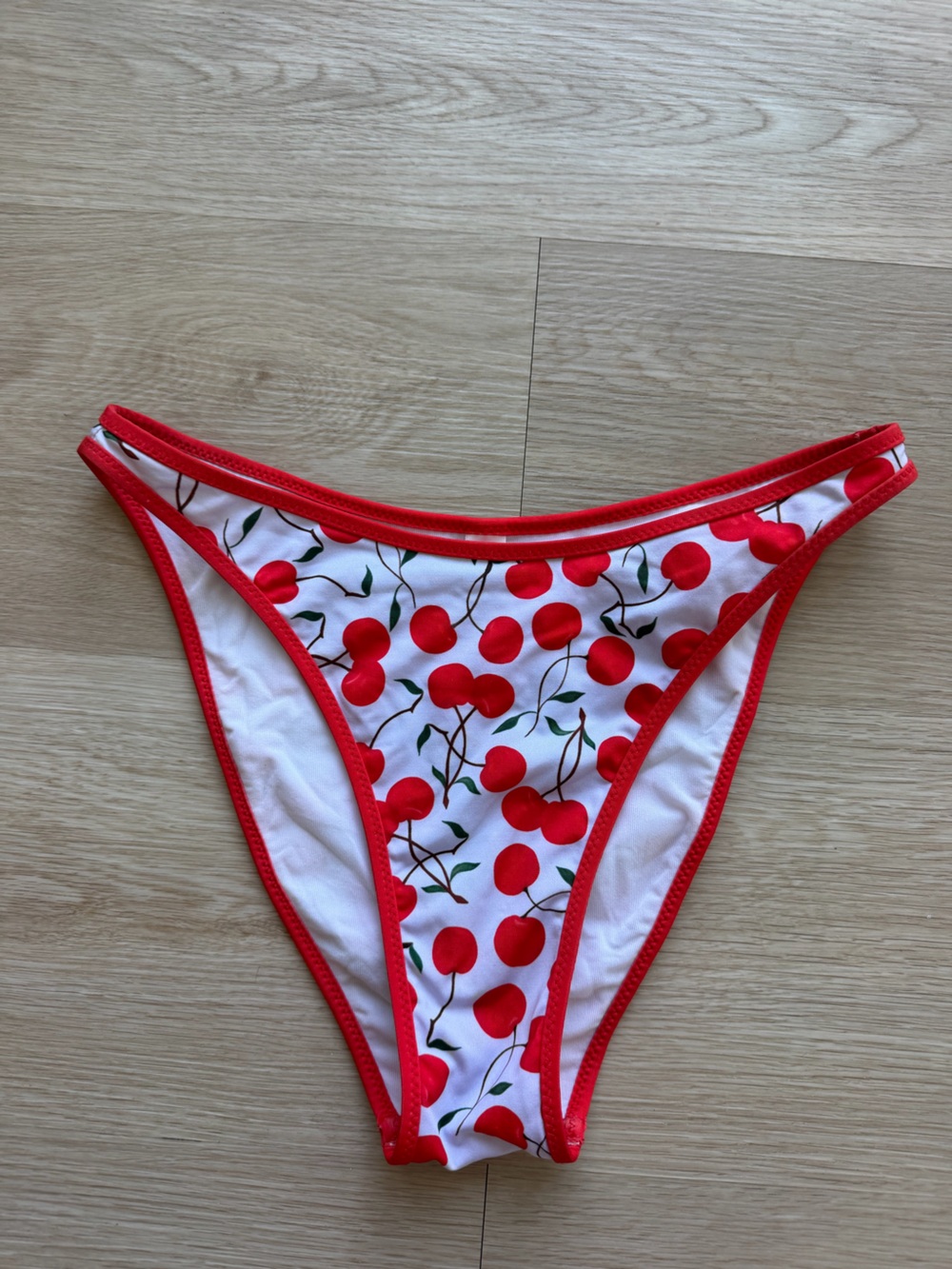 Heavy Manners Red Cherry Print Bikini Bottoms size Small